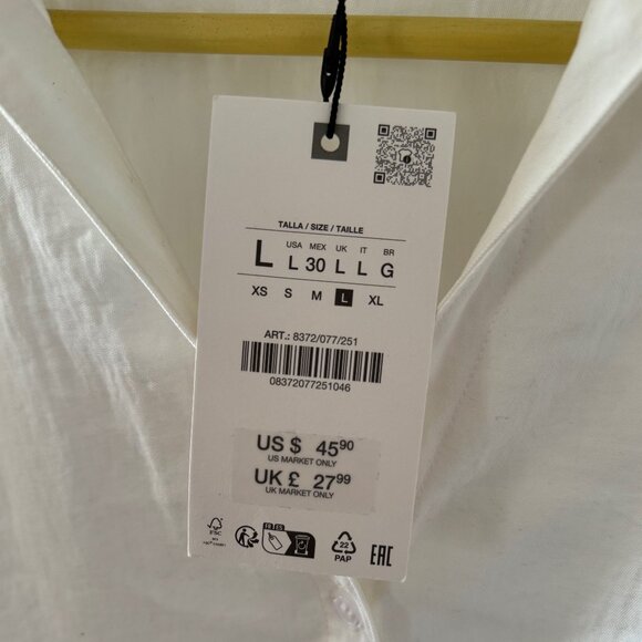 NWT ZARA Lightweight Flowy White Blouse - Picture 3 of 5